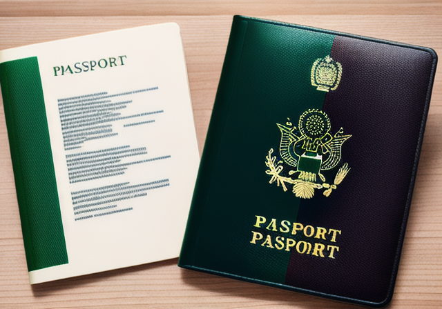 Italian flag with passport and documents