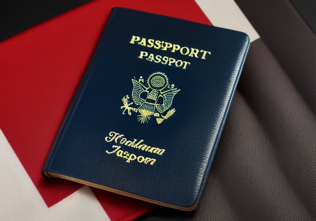 Italian passport on a table with the Italian flag in the background